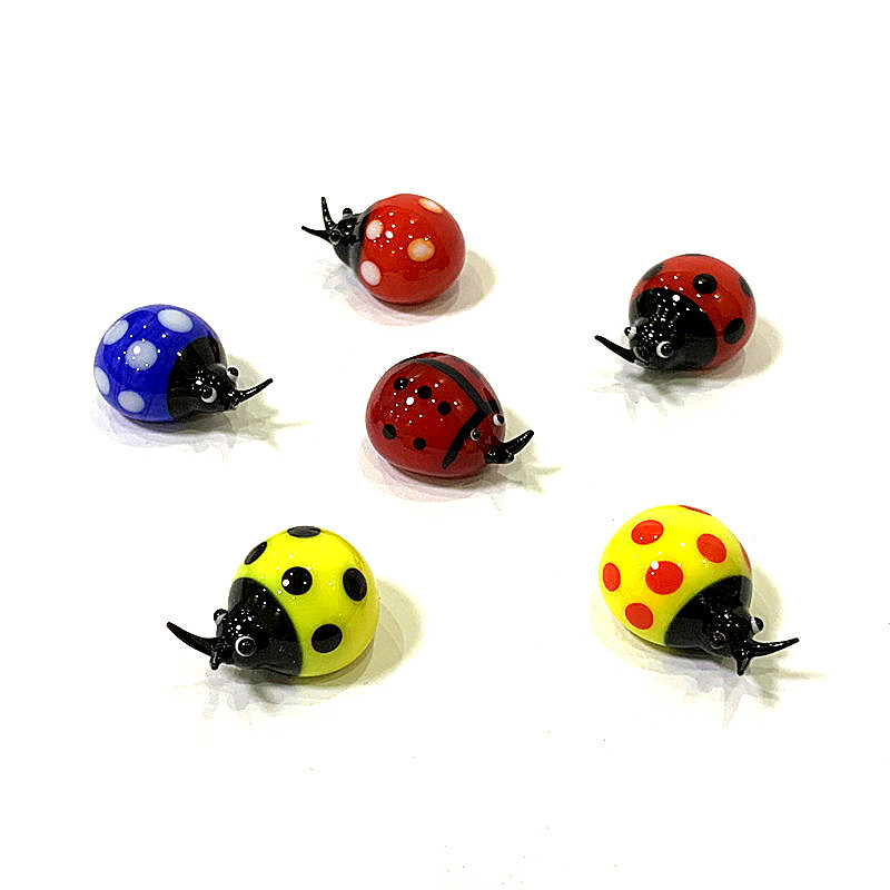 Bonsai Garden Chinese Garden - Colorful Mini Glass Ladybug Figurine Cute