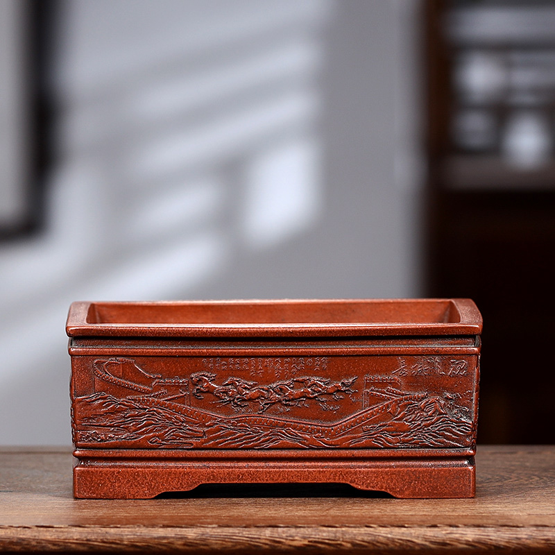 Bonsai Garden Chinese Garden - Purple Sand Bonsai Pot, Chinese Carved