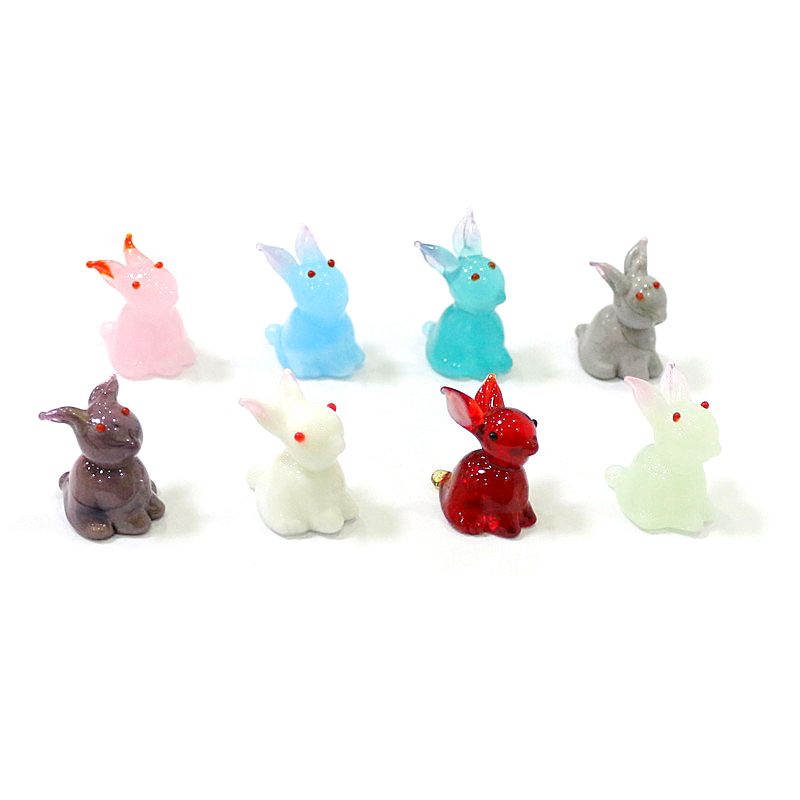 Bonsai Garden Chinese Garden - 2pcs Mini Glass Bunny Figurine Cute