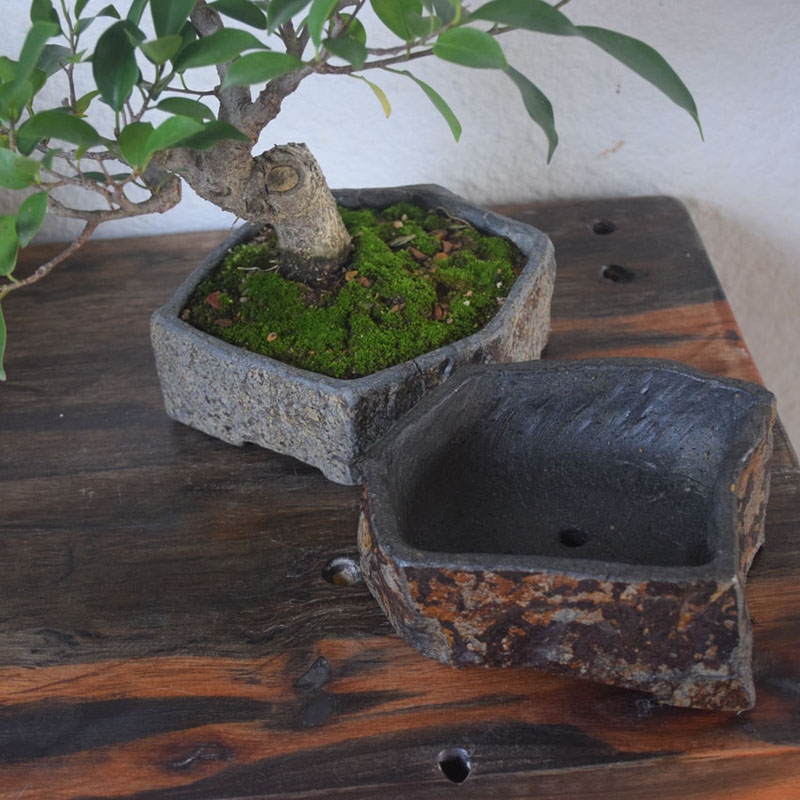 Basalt Natural Stone Flower Po - Bonsai Garden Chinese Garden 评论和价格